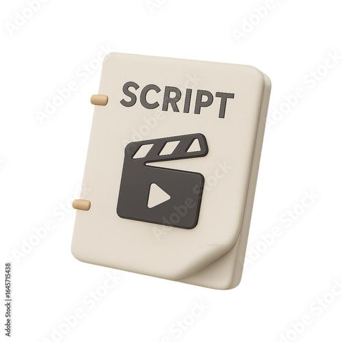 3d script and clapperboard icon isolated on transparent background