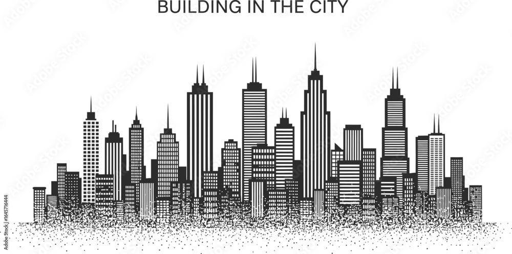 Fototapeta premium Abstract City Vector - Transparent Night City Landscape 