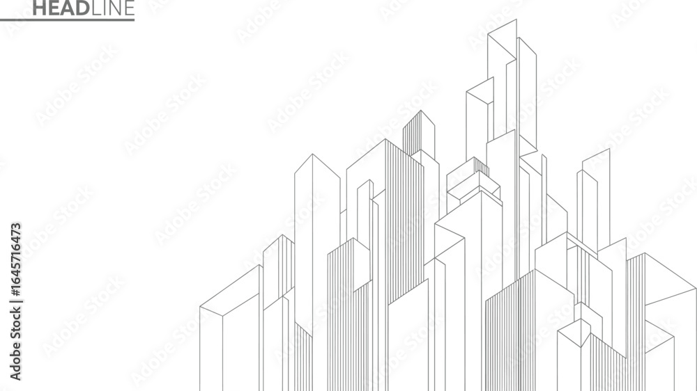 Fototapeta premium Abstract Architectural Construction - Geometric Technological Background 