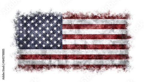 Aged, textured US flag, with distressed, smoky edges