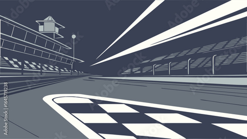 Vector Illustration of a Race Track Scene.