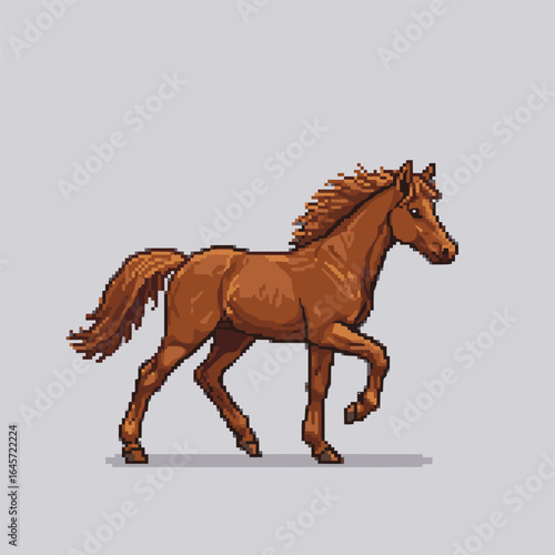 Pixel art illustration Horse. Pixelated Horse. Horse animal icon pixelated for the pixel art game and icon for website and video game. old school retro