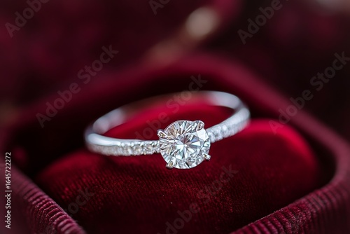 Elegant Diamond Engagement Ring Displayed in a Luxurious Velvet Box