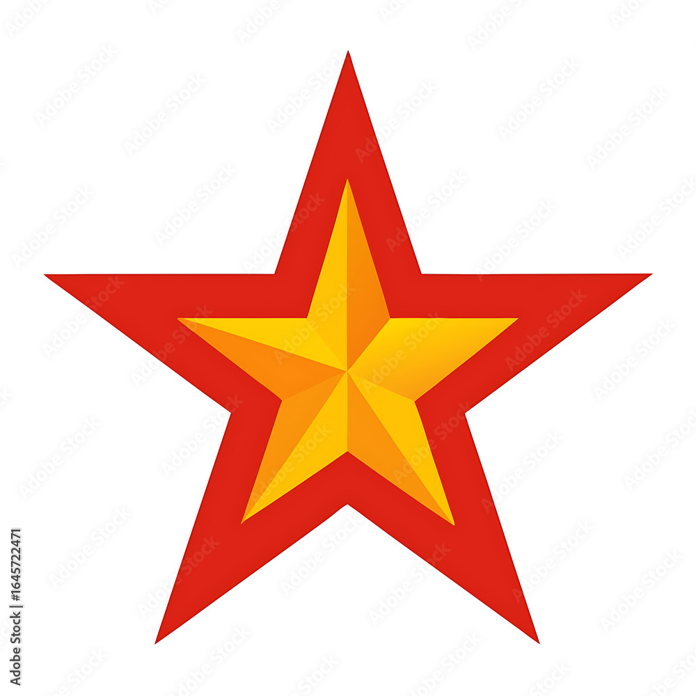 Obraz premium Illustration of red and yellow star shape isolated on white background
