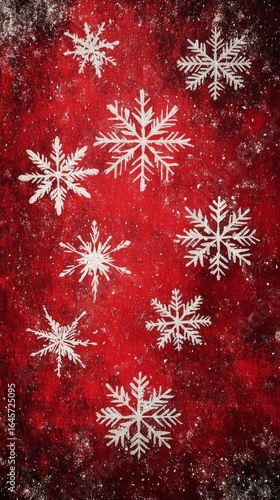 Snowflakes on a Red Background Creating a Festive Winter Atmosphere for Holid...