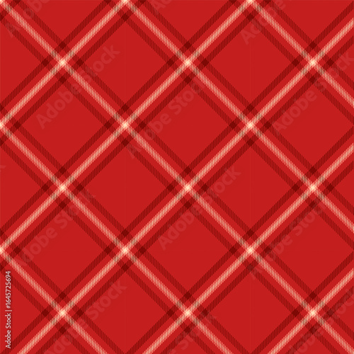 Plaid seamless pattern with twill weave in red.Autumn winter tartan check repeat pattern.Vector illustration geometric background for fabric and prints.
