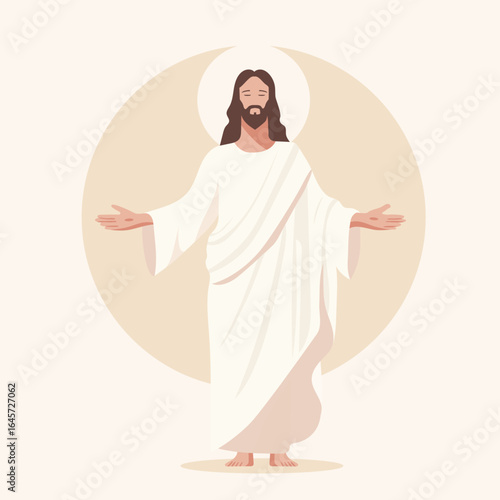 Jesus Christ figure with outstretched arms isolated. Easter resurrection of Jesus Christ. Vector stock