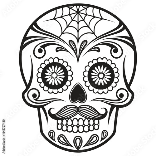 Stylized Sugar Skull Vector for Creative Halloween Templates