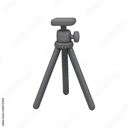Simple gray mini tripod isolated on transparent background