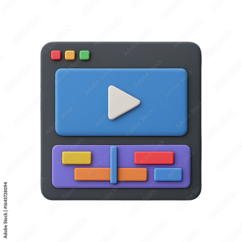 3d video editing software interface with play button and timeline isolated on transparent background 3d video editing software interface with play button and timeline isolated on transparent background