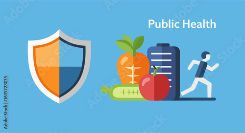 Vector illustration of a fresh healthy fruit and vegetable juice set with icons