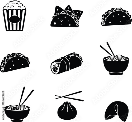 Popular International Fast Food and Snack Icon Sheet