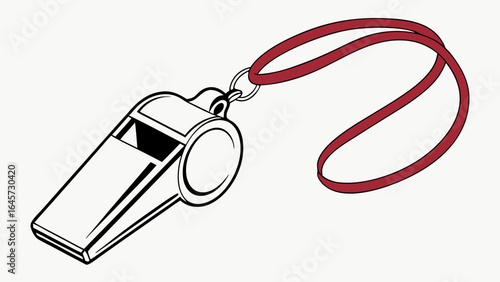 Black and White Whistle with Red Lanyard.