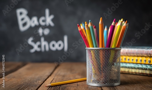 Wallpaper Mural Back to School Concept with Colored Pencils and Chalkboard Torontodigital.ca
