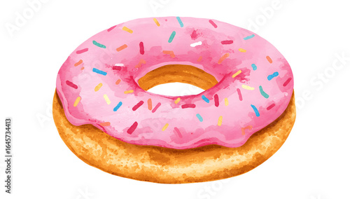 Watercolor donut isolated