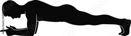 Silhouette of a man doing plank exercise, a strength training workout for core muscles