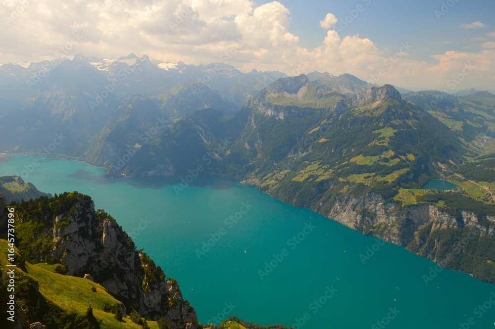 Obraz premium Fronalpstock panoramic mountain view above Vierwaldstättersee Switzerland