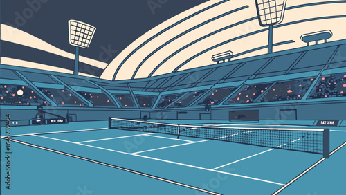Indoor Tennis Court Underneath a Stadium.