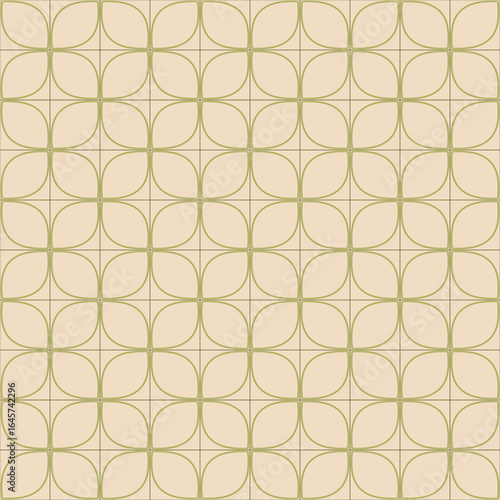seamless pattern in graphic retro style foliage motif in autumn colors, brown, green, pastel shades