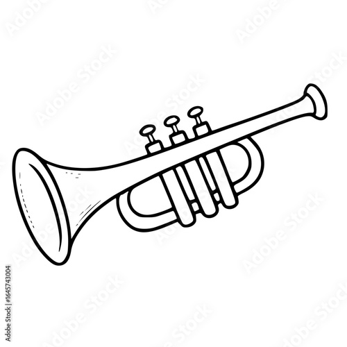 Trumpet outline illustration for music and band instrument designs