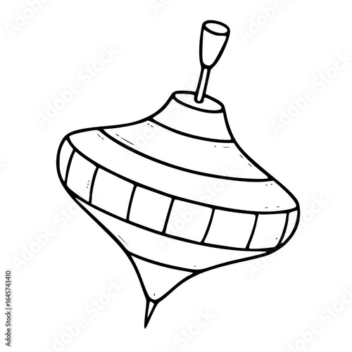 Spinning top outline toy illustration for kids entertainment designs