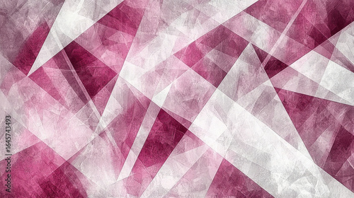 Abstract pink and white geometric background with textured layers
