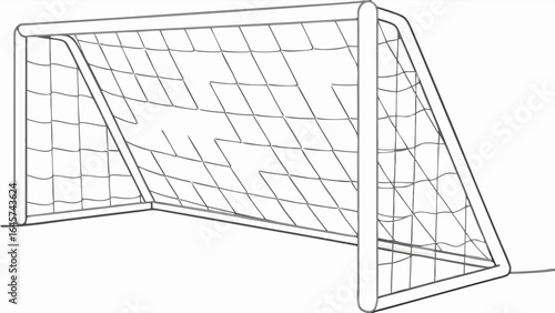 Outline Illustration of a Soccer Goal with Net.