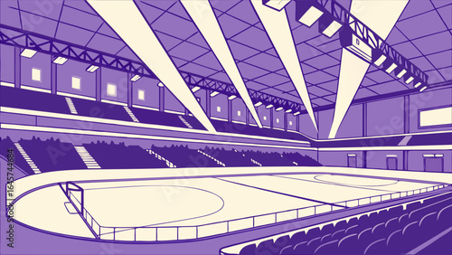 Purple Indoor Sports Arena with Seating.
