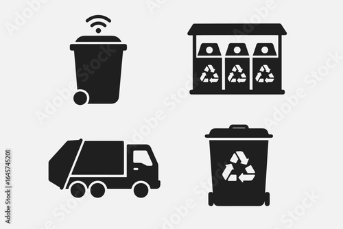 Recycling and waste management icons set