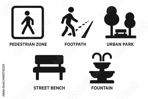 Urban public space icons set