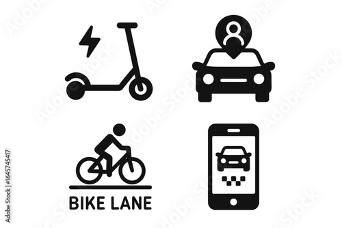 Urban transportation icons set