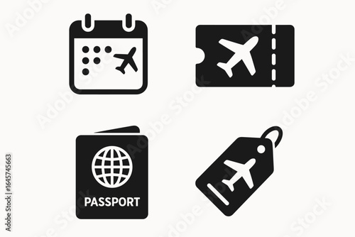 Air Travel Essentials Icons Set