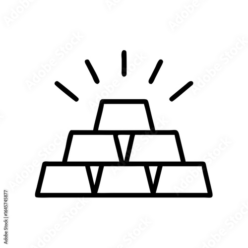 Gold bullion bars stacked with rays symbolizing wealth  