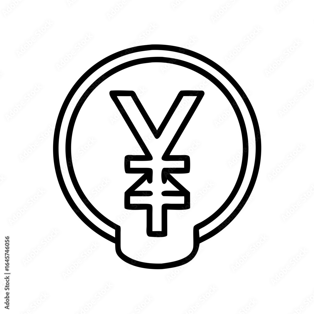 Fototapeta premium Yen currency symbol in minimalist outline design 