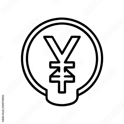 Yen currency symbol in minimalist outline design  