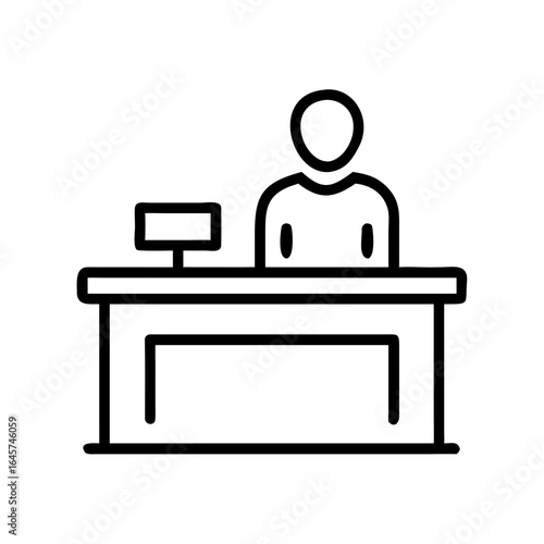 Receptionist sitting at desk in modern office environment  