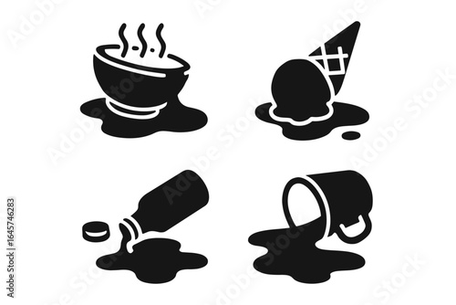 Spilled Food and Drink Icons Set