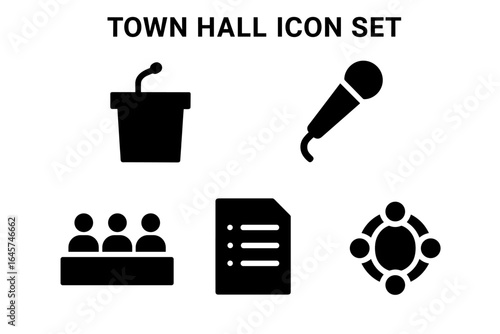 Town Hall Meeting Icons Set