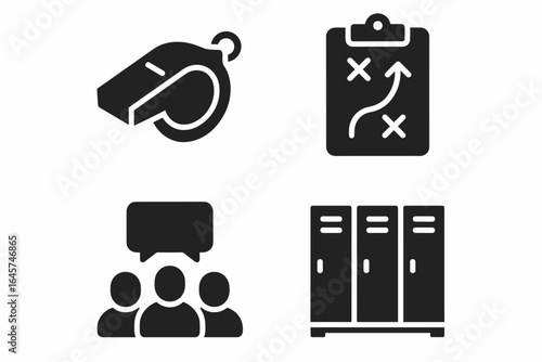 Team activism icons set – social movement, group advocacy, community empowerment, simple line style