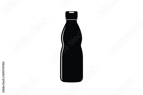 Vector art of black silhouette of a plastic water bottle isolated