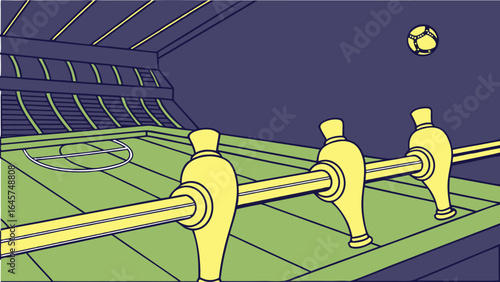 Vector Illustration of Foosball Table and Ball.