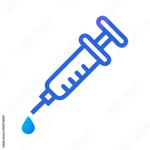 Medical Injection Icon: A precise and clear graphic illustration of a medical syringe, ready for use, against a clean and unobtrusive backdrop, a visual representation of health and wellness.