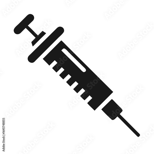 Vaccine Icon: A symbolic, clean-lined depiction of a syringe, emblematic of vaccination and immunization, conveys a sense of healthcare, and preventative measures, with precision and clarity.