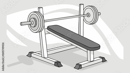 Weightlifting Bench with Barbell and Plates.