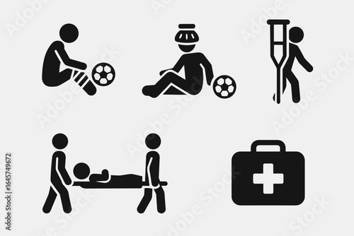 Sports Injury and First Aid Icons Set