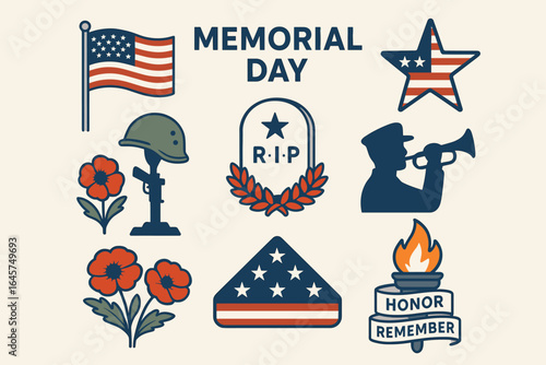 Memorial Day Icons Set