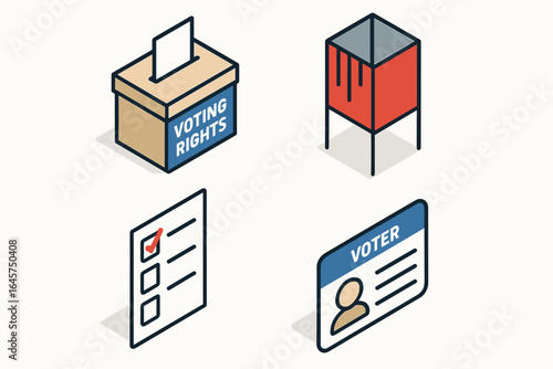 Voting Rights and Election Icons Set