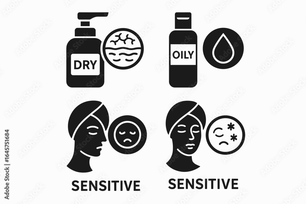 Fototapeta premium Spa essentials icons set – relaxation, beauty care, aromatherapy, wellness routine, simple line style