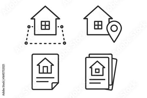 Real estate icon set – property, housing, investment, simple line style