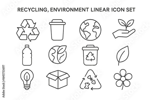Recycling and Ecology Icons Set – Environment, Sustainability, Eco Friendly, Green Energy